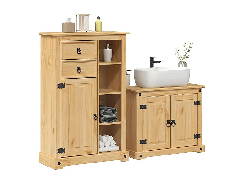 Ensemble de meubles salle de bain 2 pcs Corona bois pin massif