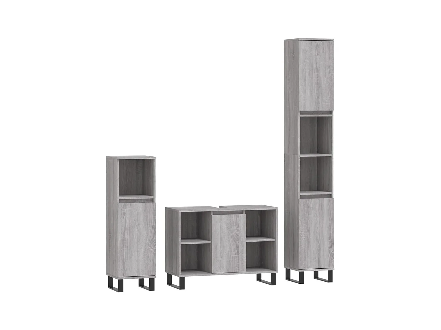 Ensemble de meubles de salle de bain 3 pcs Sonoma gris