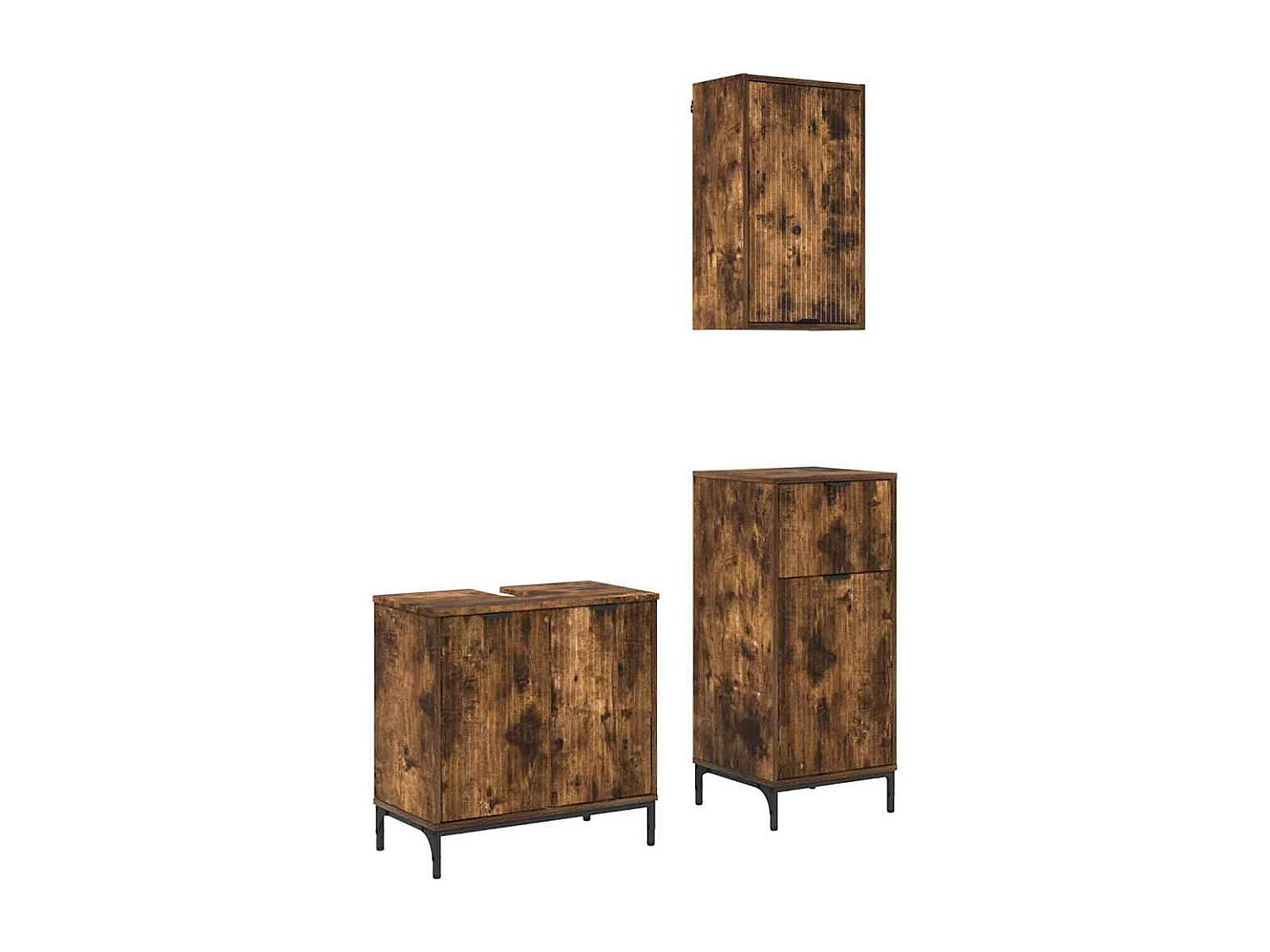 Set di mobili da bagno Plaid 3 pezzi Rovere Fumé