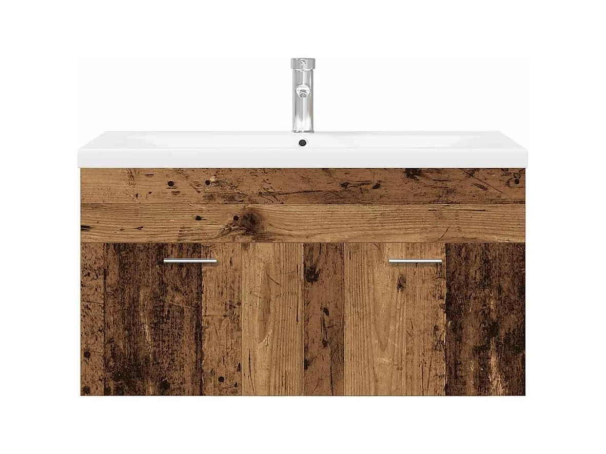 Muebles con lavabo integrado, madera antigua, madera de ingeniería.