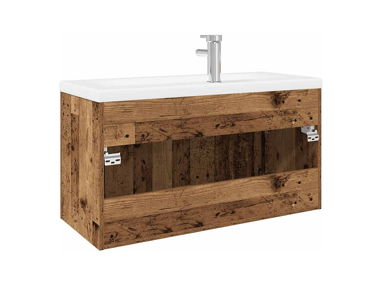 Muebles con lavabo integrado, madera antigua, madera de ingeniería.