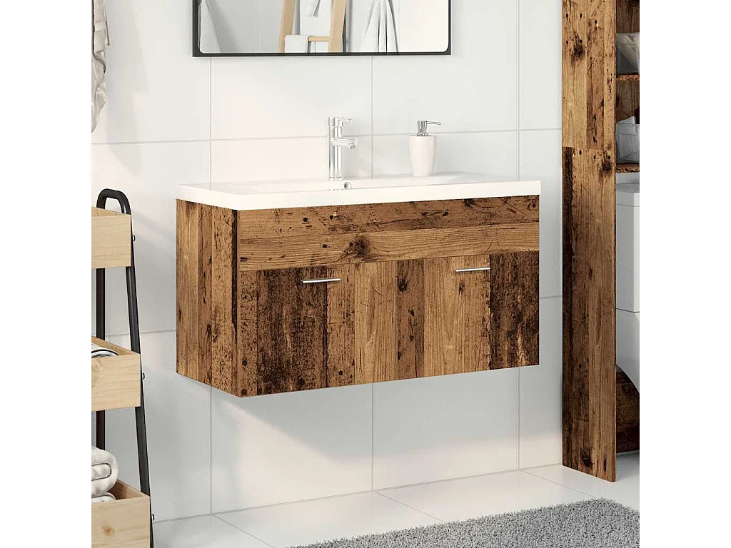 Meubels met geïntegreerde spoelbak, oud hout, bewerkt hout