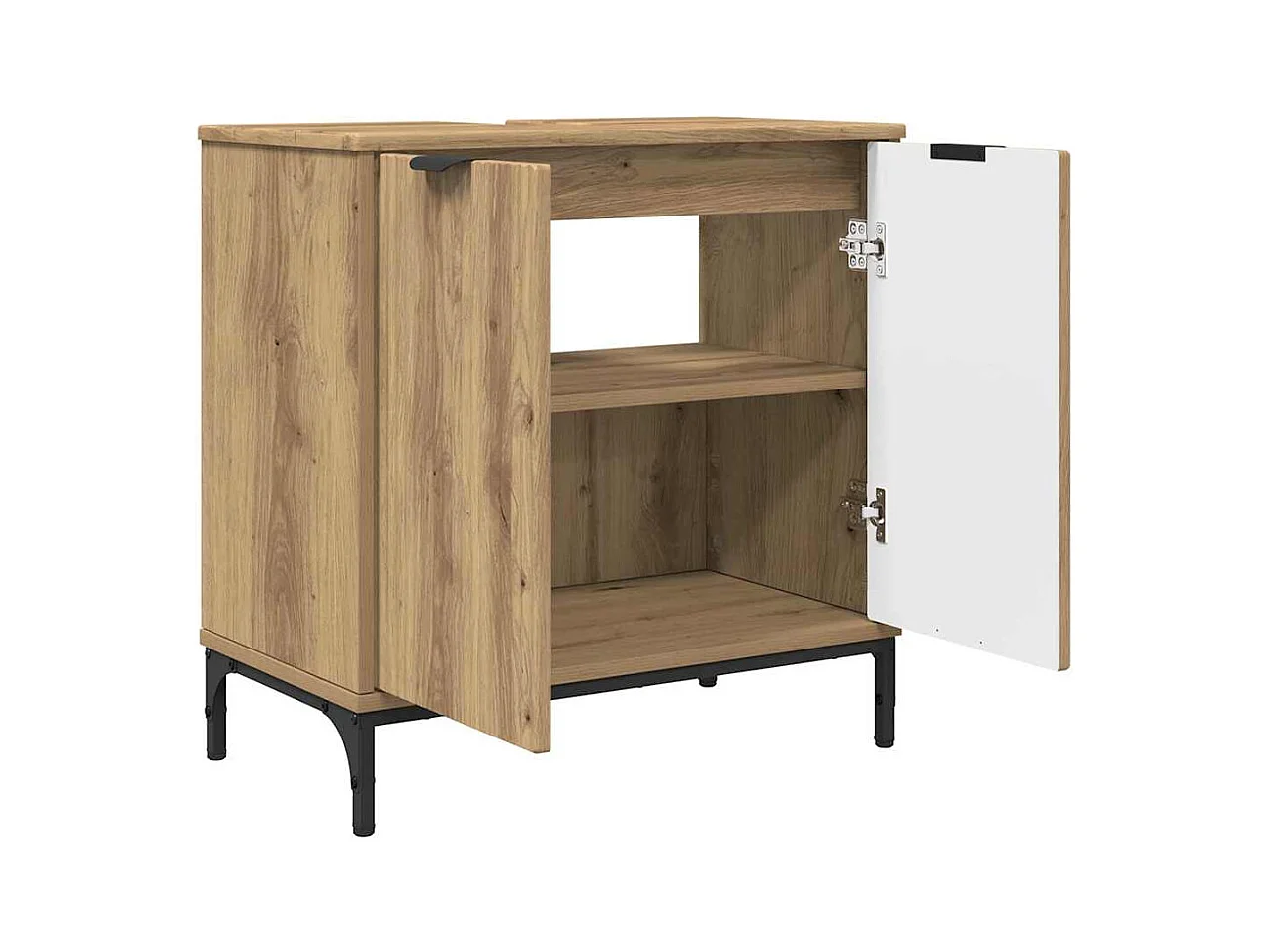 Set di mobili da bagno 2 pezzi, rovere lavorato a mano