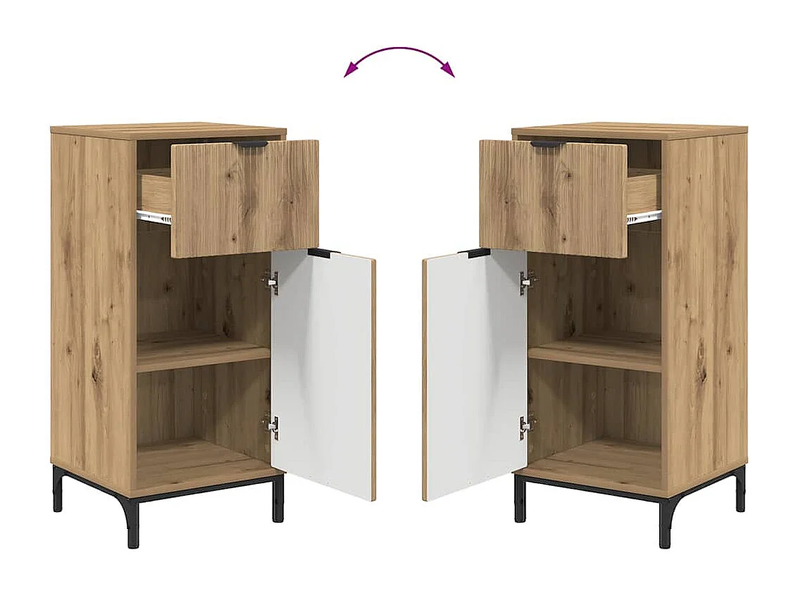 Set di mobili da bagno 2 pezzi, rovere lavorato a mano