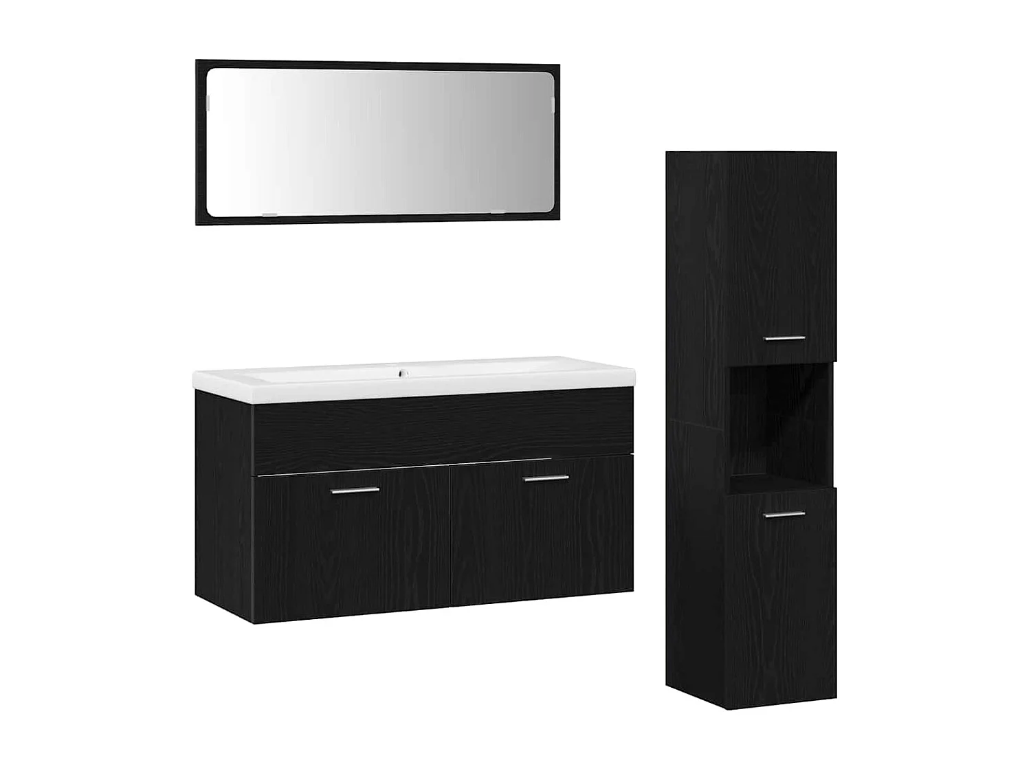 Set de meubles de salle de bain Montage mural 4 pcs Chêne noir