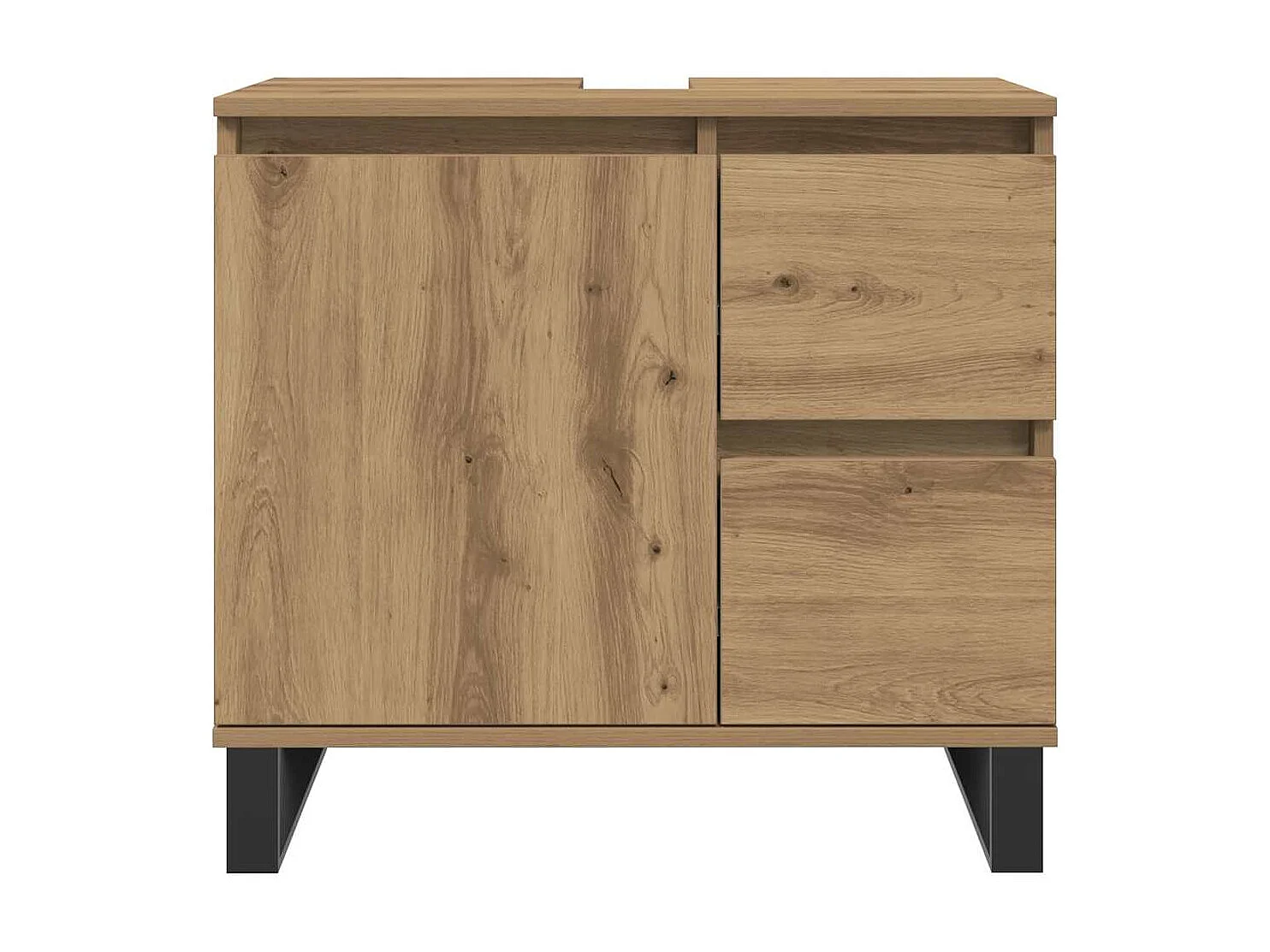 Badkamer wastafelkast handgemaakt eiken 65x33x60 cm