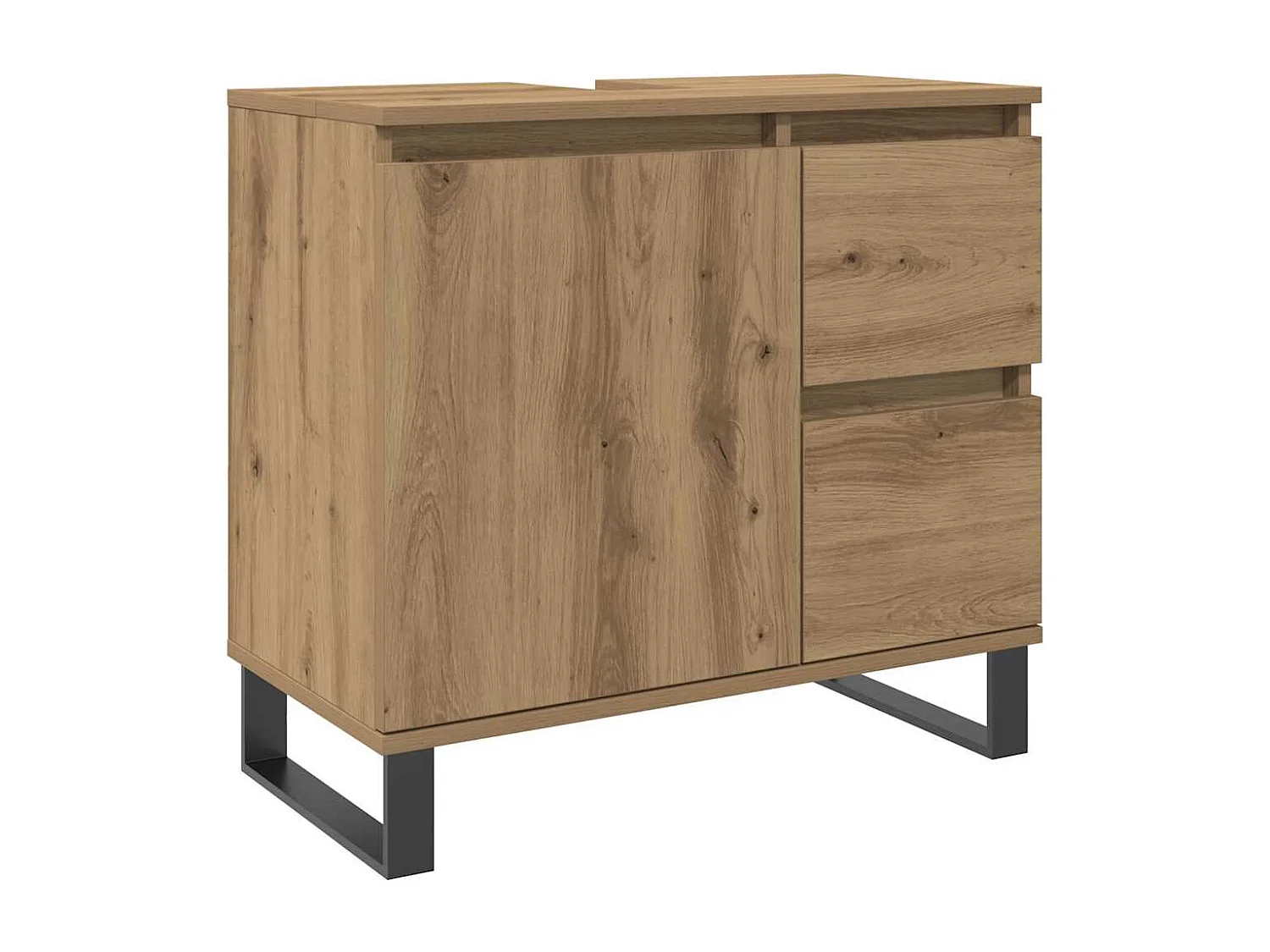 Armoire de lavabo de salle de bain chêne artisanal 65x33x60 cm