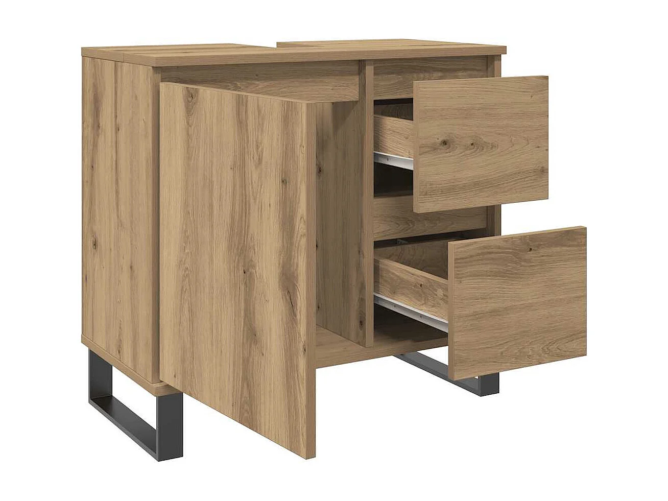 Armoire de lavabo de salle de bain chêne artisanal 65x33x60 cm