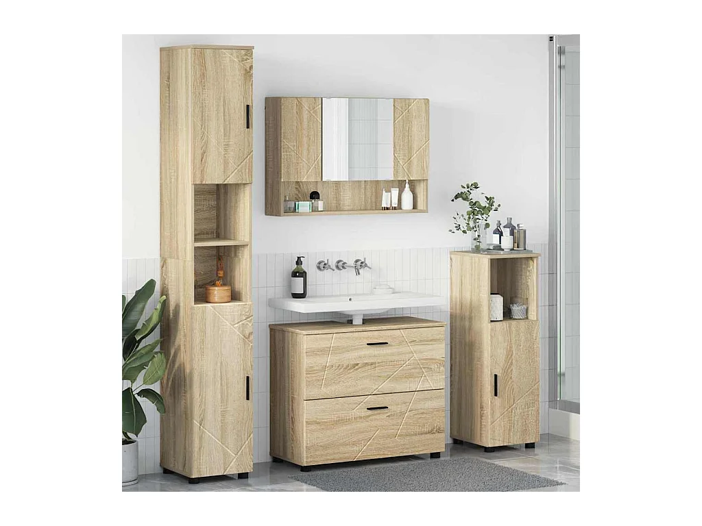 4-delige badkamermeubelset Sonoma Eiken