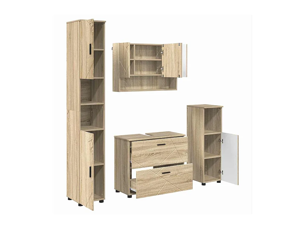 4-delige badkamermeubelset Sonoma Eiken