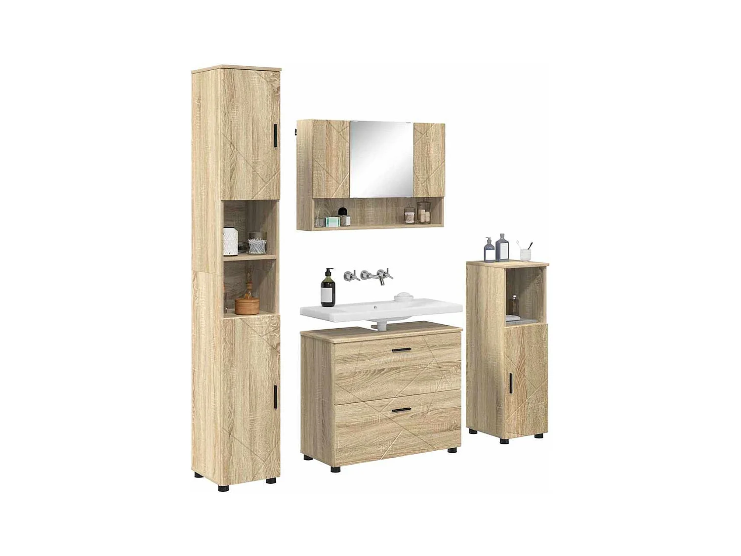 4-delige badkamermeubelset Sonoma Eiken