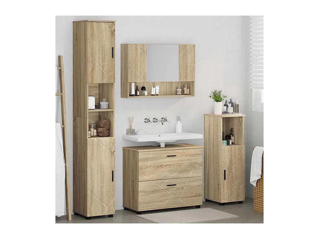 4-delige badkamermeubelset Sonoma Eiken