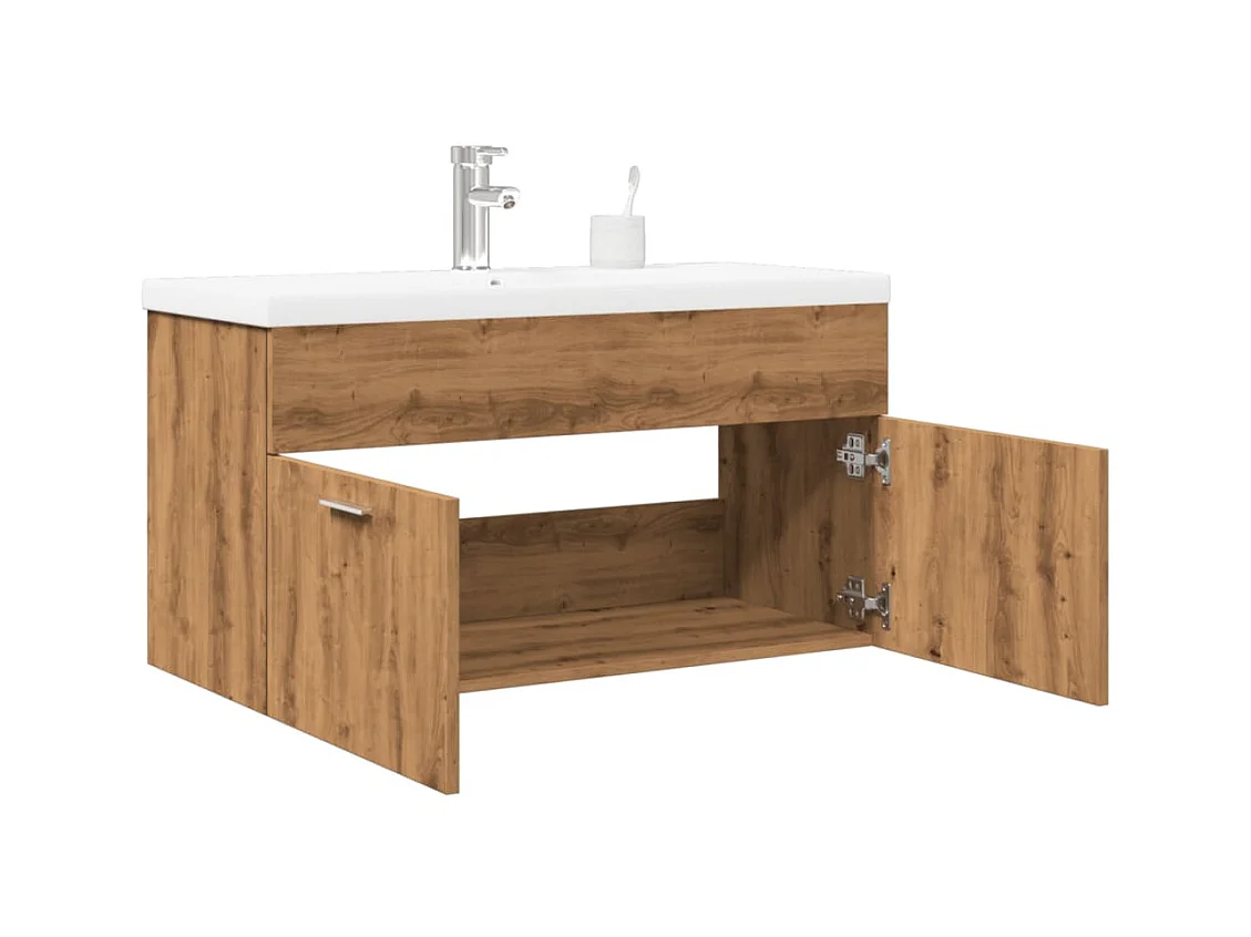 Mueble de baño con lavabo integrado, roble hecho a mano