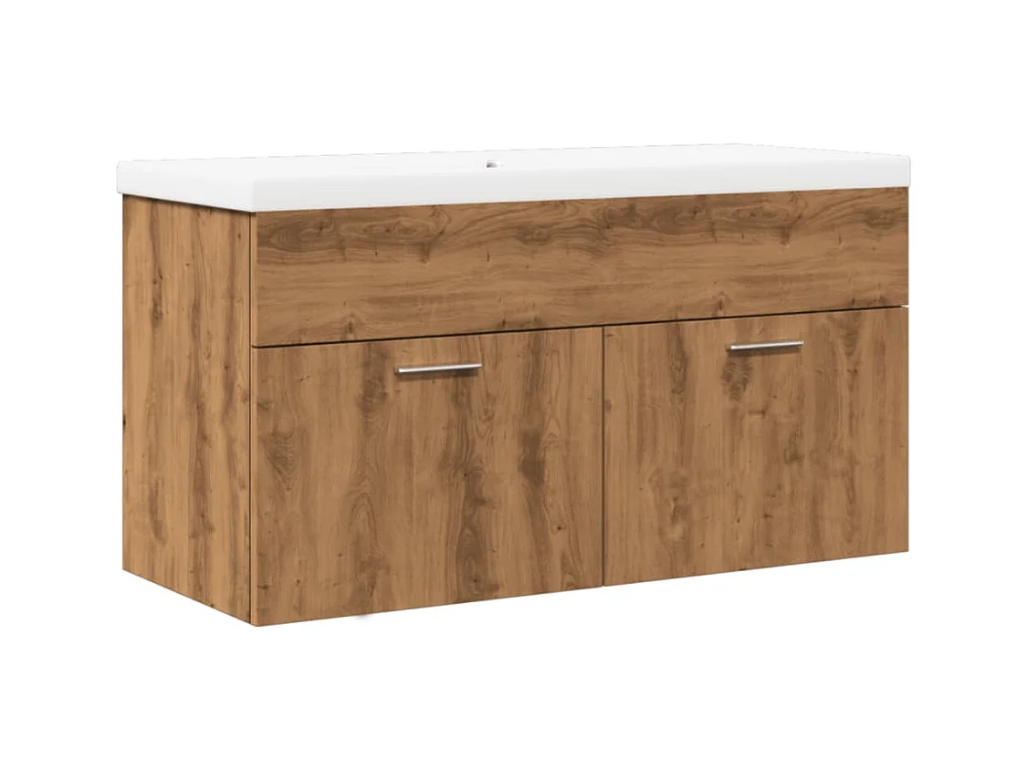 Mueble de baño con lavabo integrado, roble hecho a mano