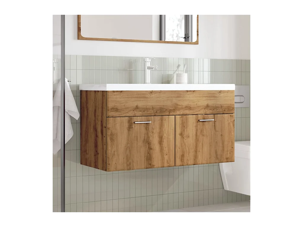 Mueble de baño con lavabo integrado, roble hecho a mano