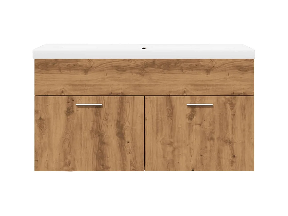 Mueble de baño con lavabo integrado, roble hecho a mano