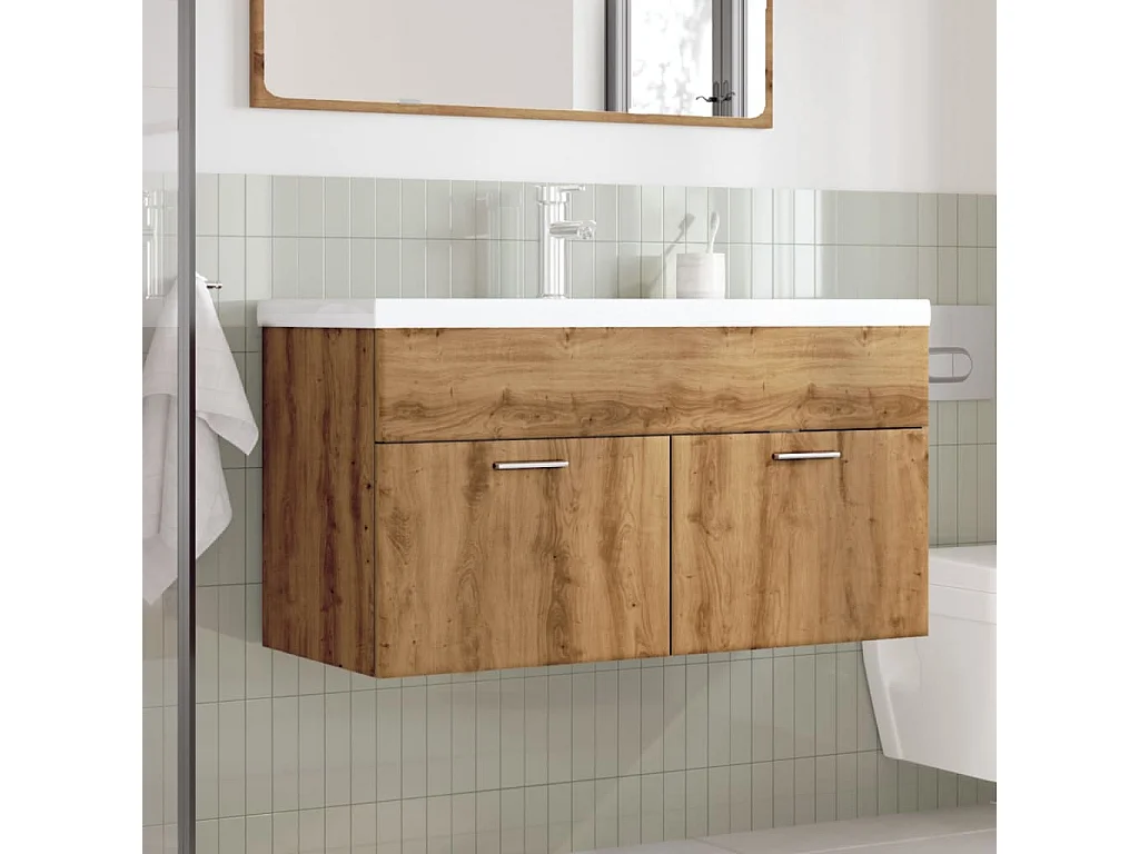 Badkamer wastafelmeubel met geïntegreerde waskom, handgemaakt eikenhout