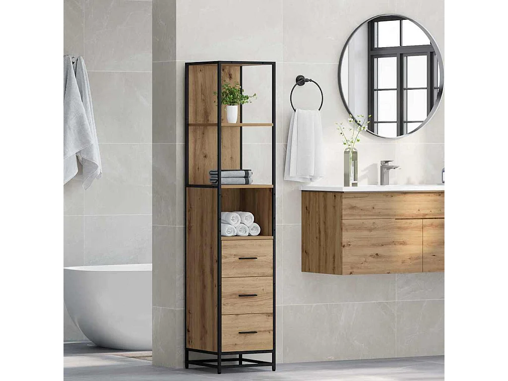 Mueble de baño de roble artesanal 35 x 37,5 x 166 cm