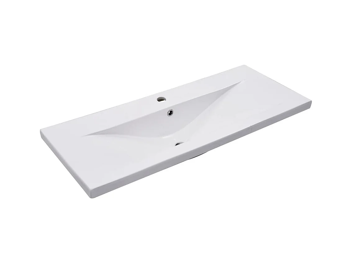 Ensemble de meubles de bain 2pcs céramique et bois d'ingénierie