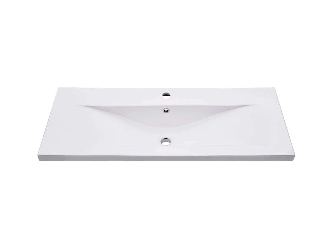 Ensemble de meubles de bain 2pcs céramique et bois d'ingénierie