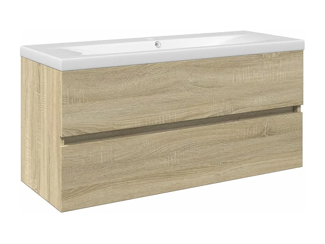 Ensemble de meubles de bain 2pcs céramique et bois d'ingénierie