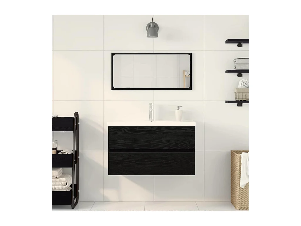 Ensemble de mobilier de salle de bain 3 pcs Chêne noir