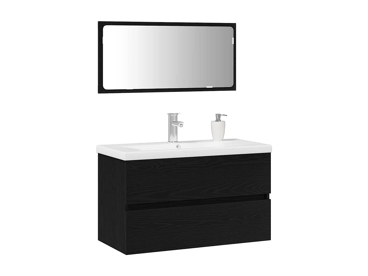 Ensemble de mobilier de salle de bain 3 pcs Chêne noir