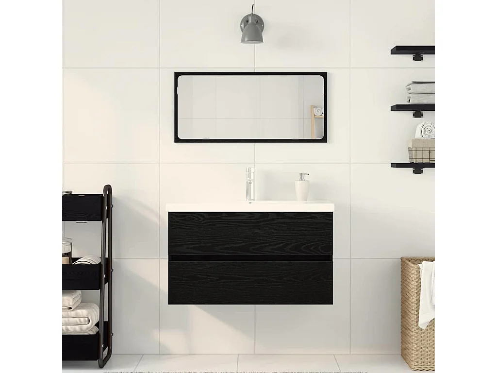 Ensemble de mobilier de salle de bain 3 pcs Chêne noir