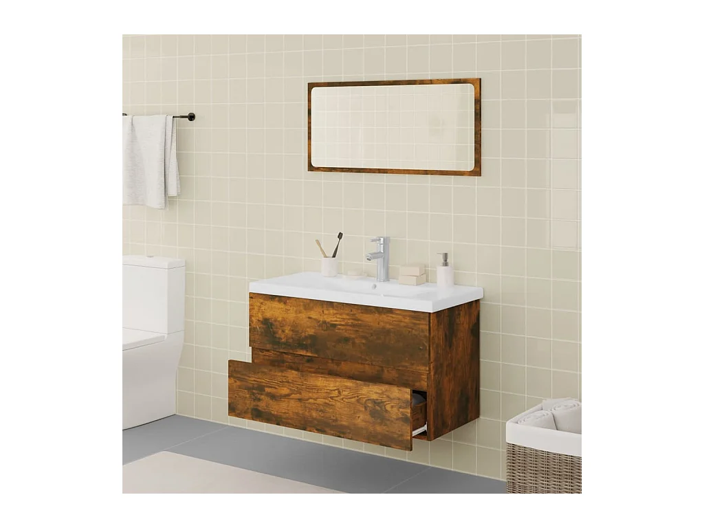 Muebles de baño de madera de ingeniería de roble ahumado