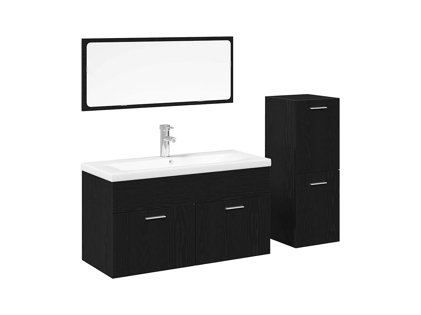 Conjunto de muebles de baño de pared de 4 piezas en roble negro