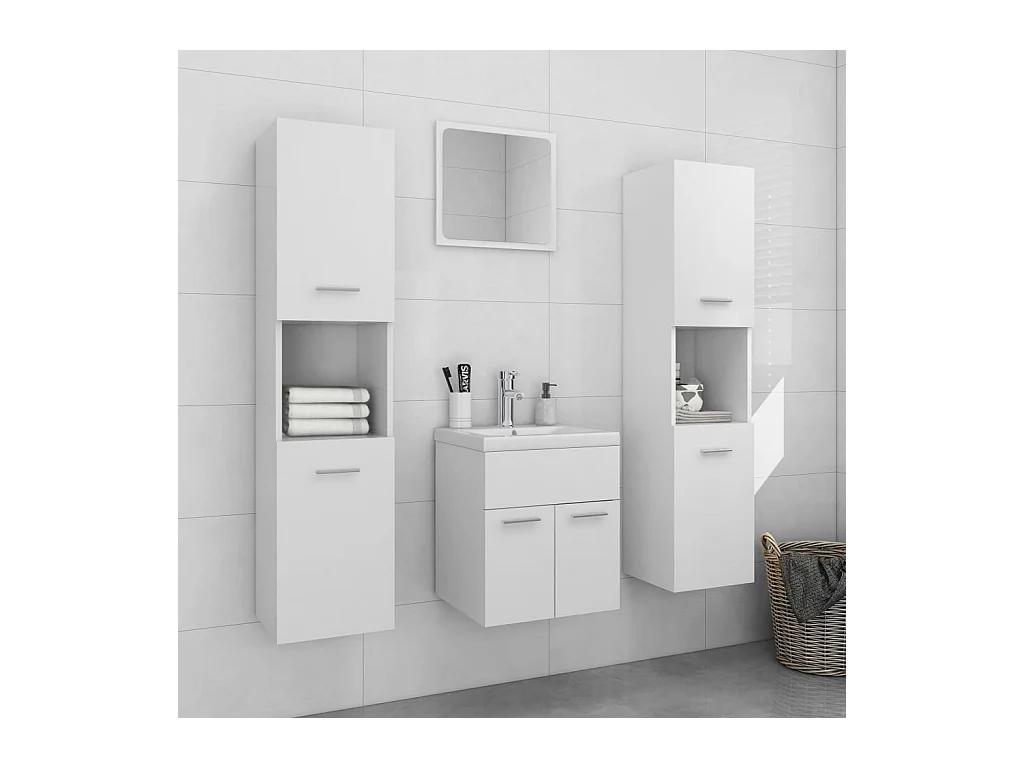 Conjunto de muebles de baño de aglomerado blanco