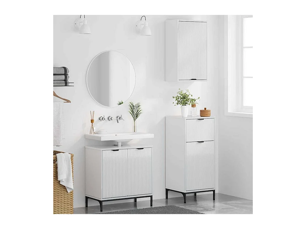 Conjunto de muebles de baño de 3 piezas en blanco brillante