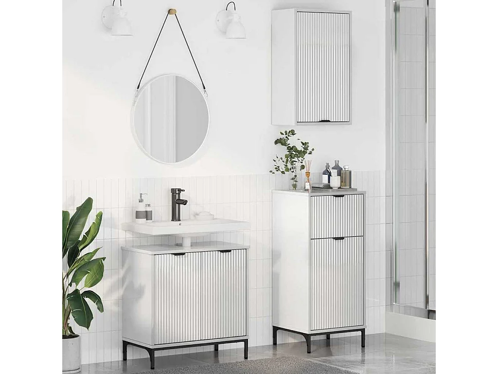Conjunto de muebles de baño de 3 piezas en blanco brillante