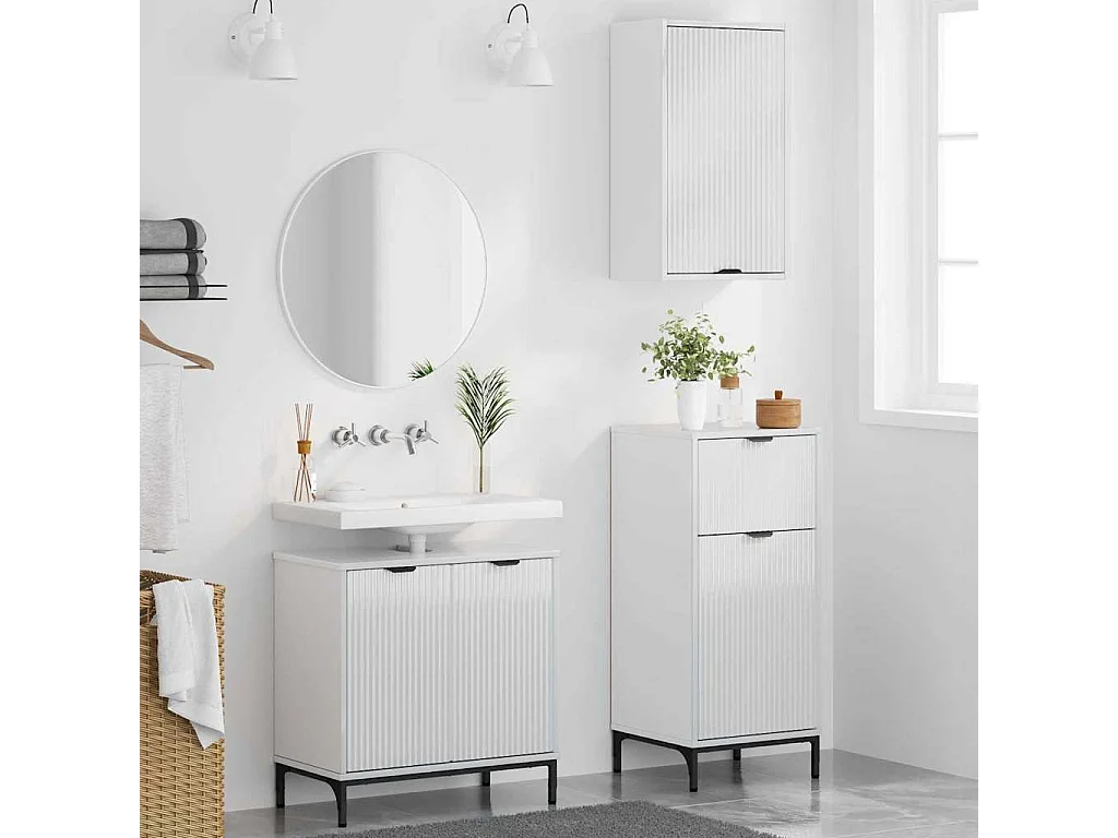 Conjunto de muebles de baño de 3 piezas en blanco brillante