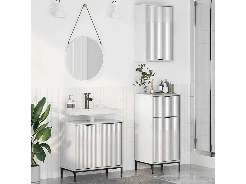 Conjunto de muebles de baño de 3 piezas en blanco brillante