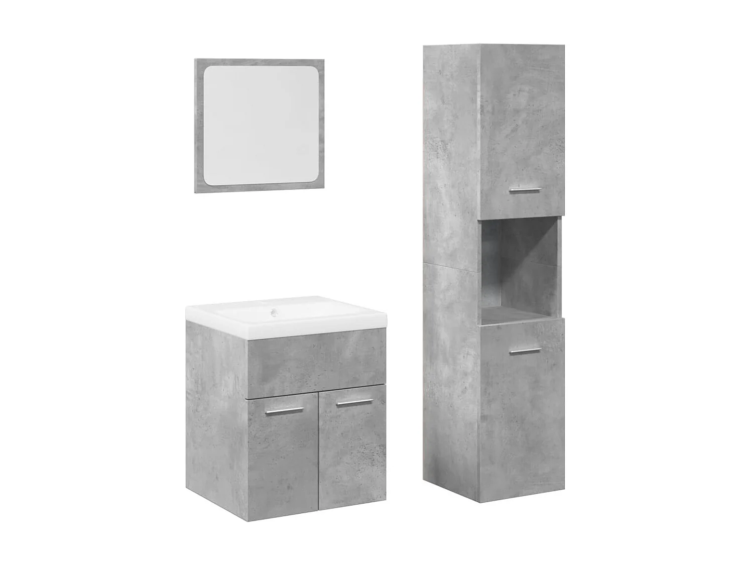 Ensemble de meubles de salle de bain 4 pcs gris béton