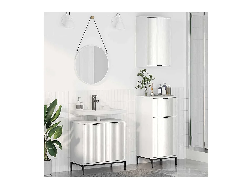 Conjunto de muebles de baño con cajón 3 piezas Blanco