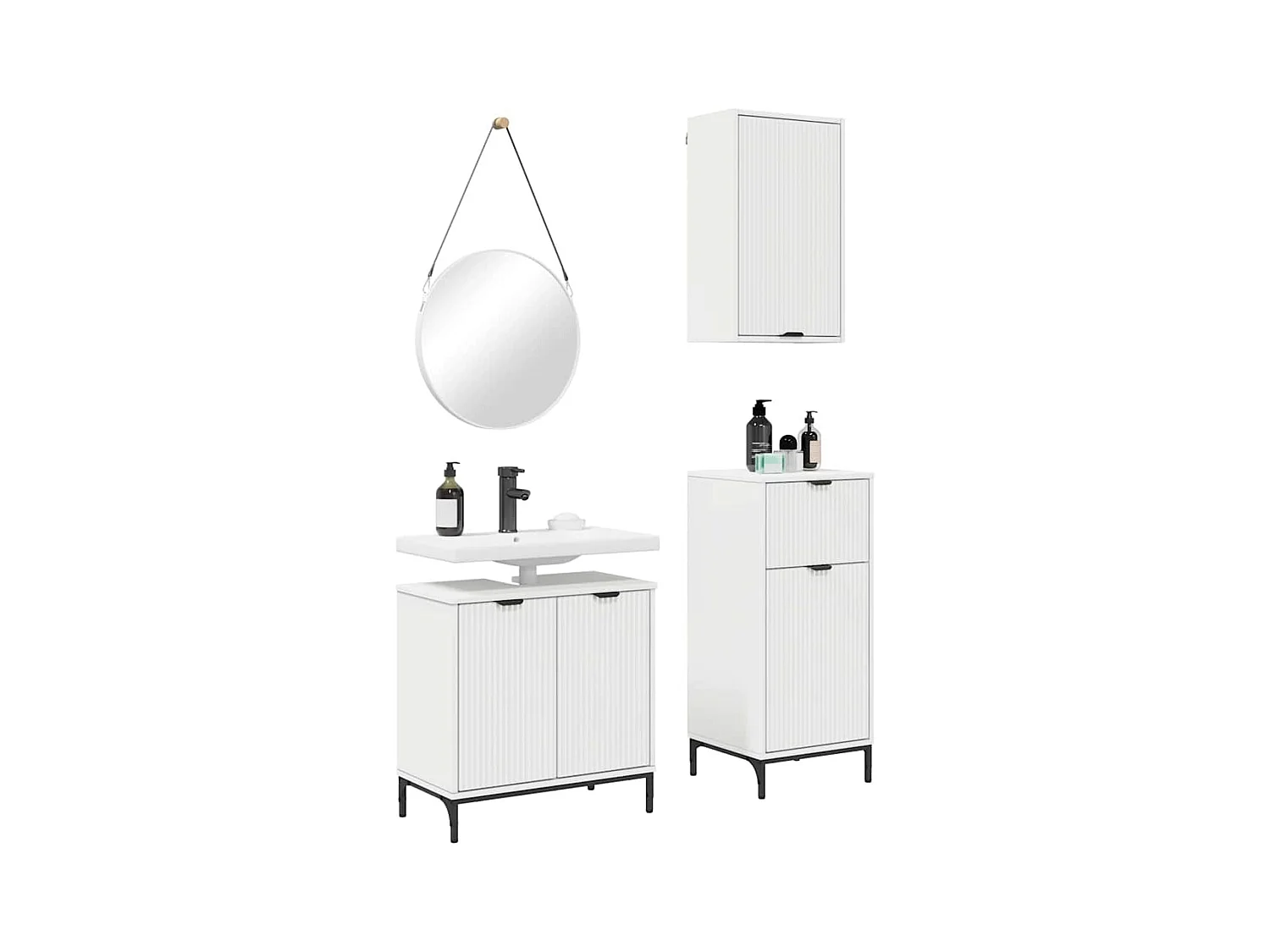 Conjunto de muebles de baño con cajón 3 piezas Blanco