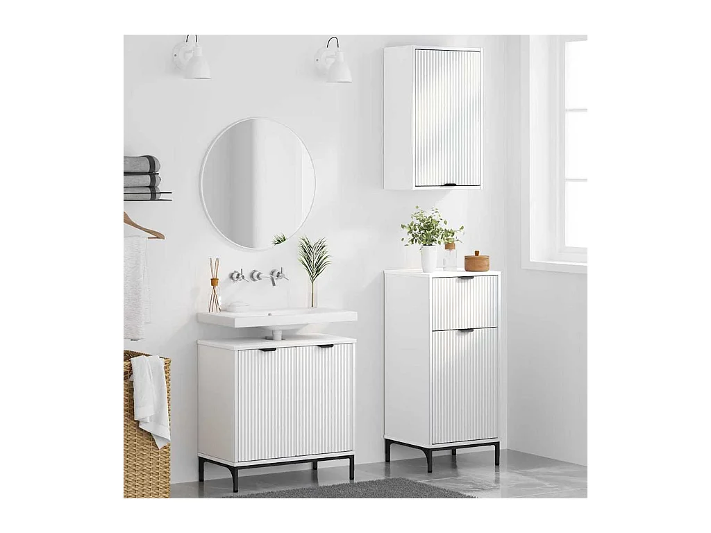 Conjunto de muebles de baño con cajón 3 piezas Blanco