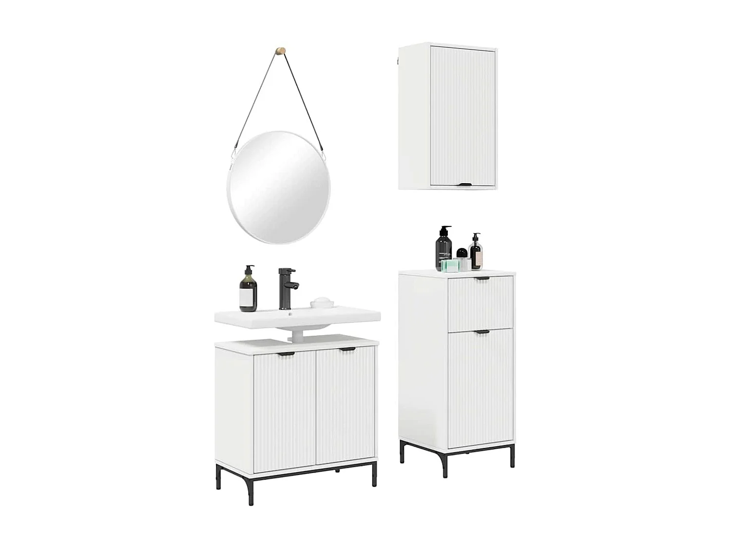 Conjunto de muebles de baño con cajón 3 piezas Blanco