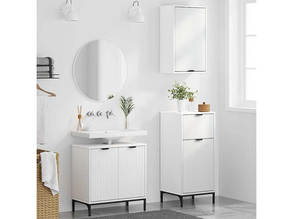 Conjunto de muebles de baño con cajón 3 piezas Blanco