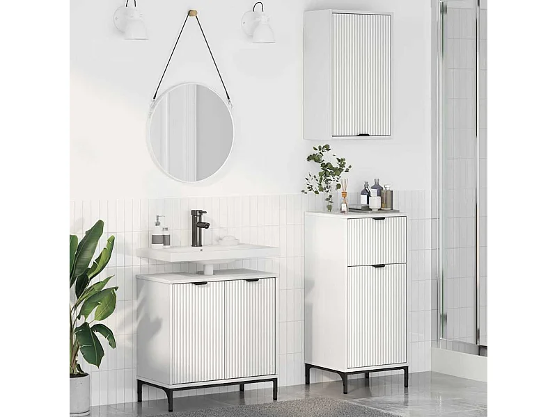 Conjunto de muebles de baño con cajón 3 piezas Blanco