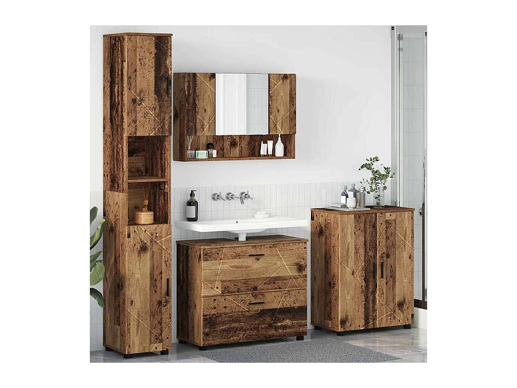 Ensemble de mobilier de salle de bain 4 pcs Bois ancien
