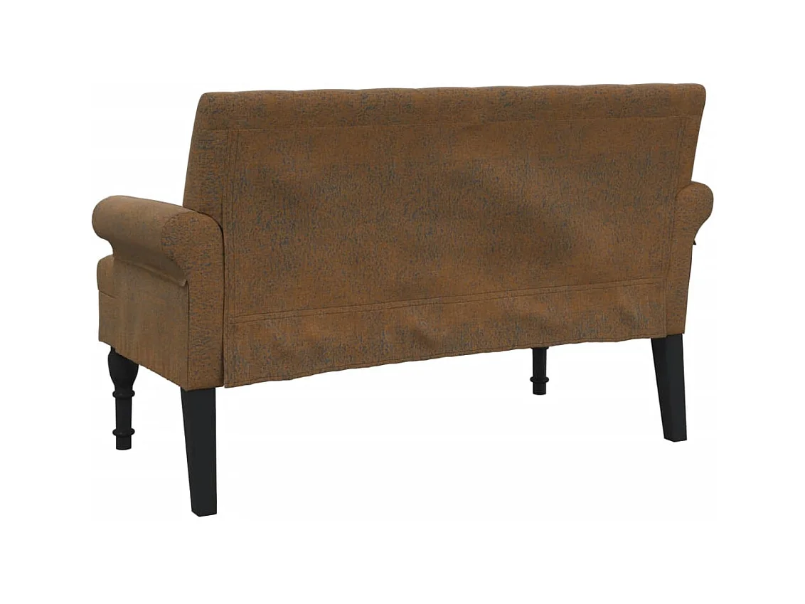 Banco con respaldo marrón 120x62x75,5 cm piel antelina