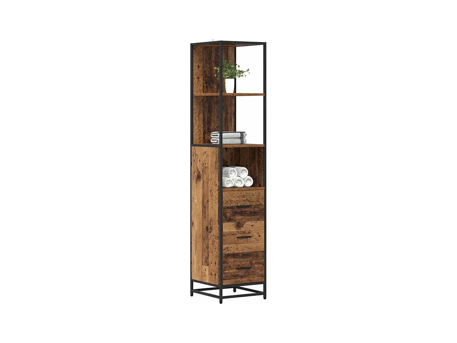 Mobile da bagno in legno antico 35 x 37,5 x 166 cm