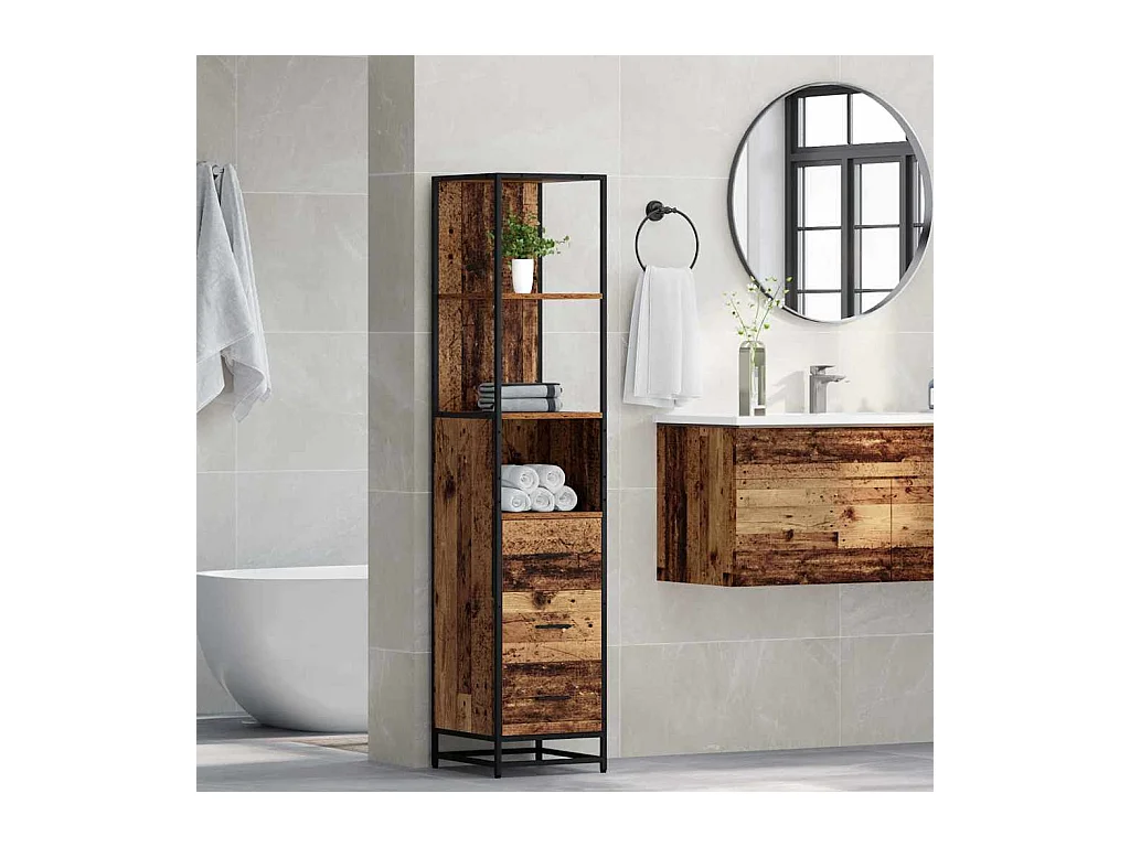 Mobile da bagno in legno antico 35 x 37,5 x 166 cm