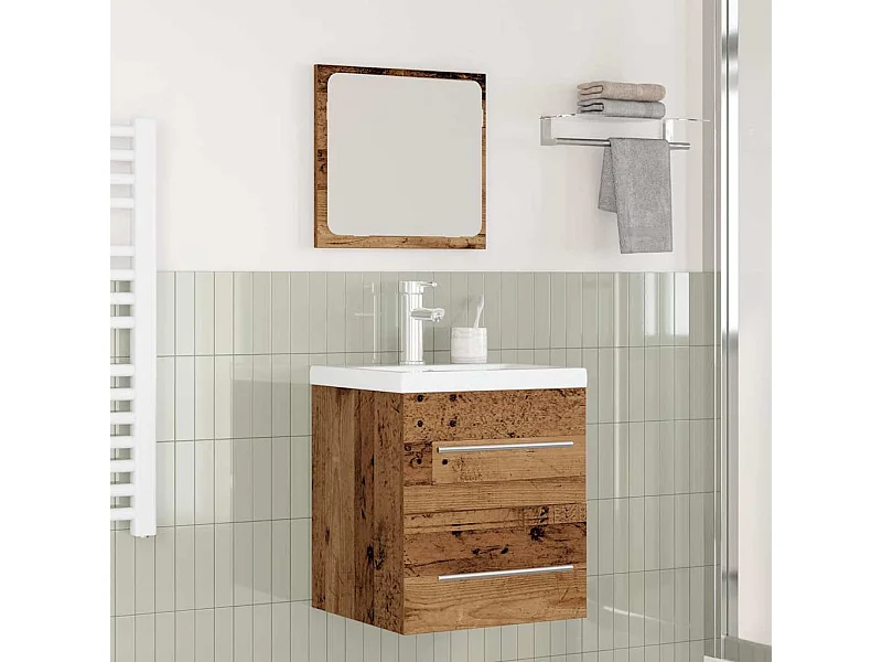 Ensemble de mobilier de salle de bain 2 pcs Bois ancien