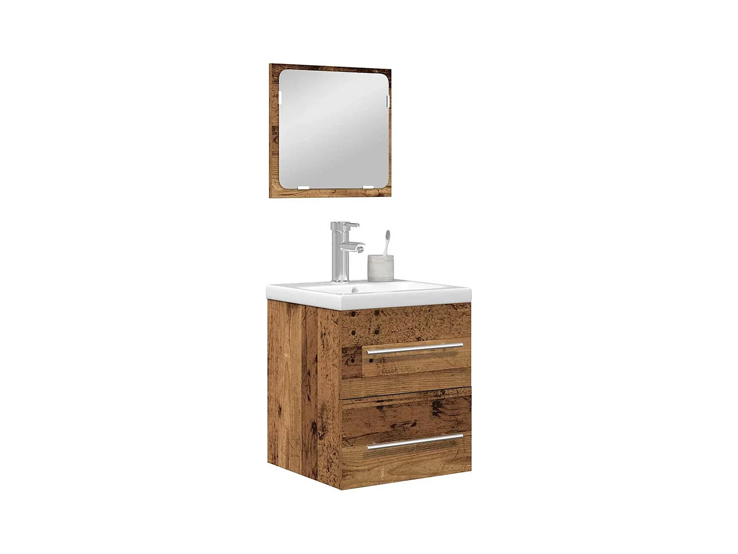 Ensemble de mobilier de salle de bain 2 pcs Bois ancien