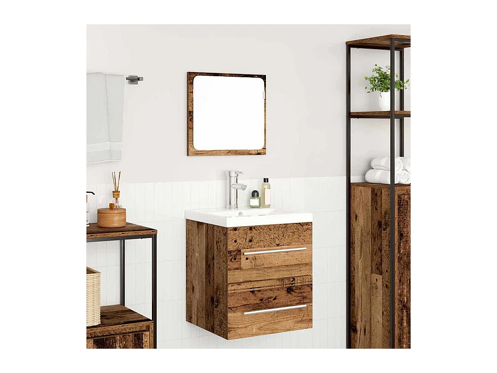 Ensemble de mobilier de salle de bain 2 pcs Bois ancien