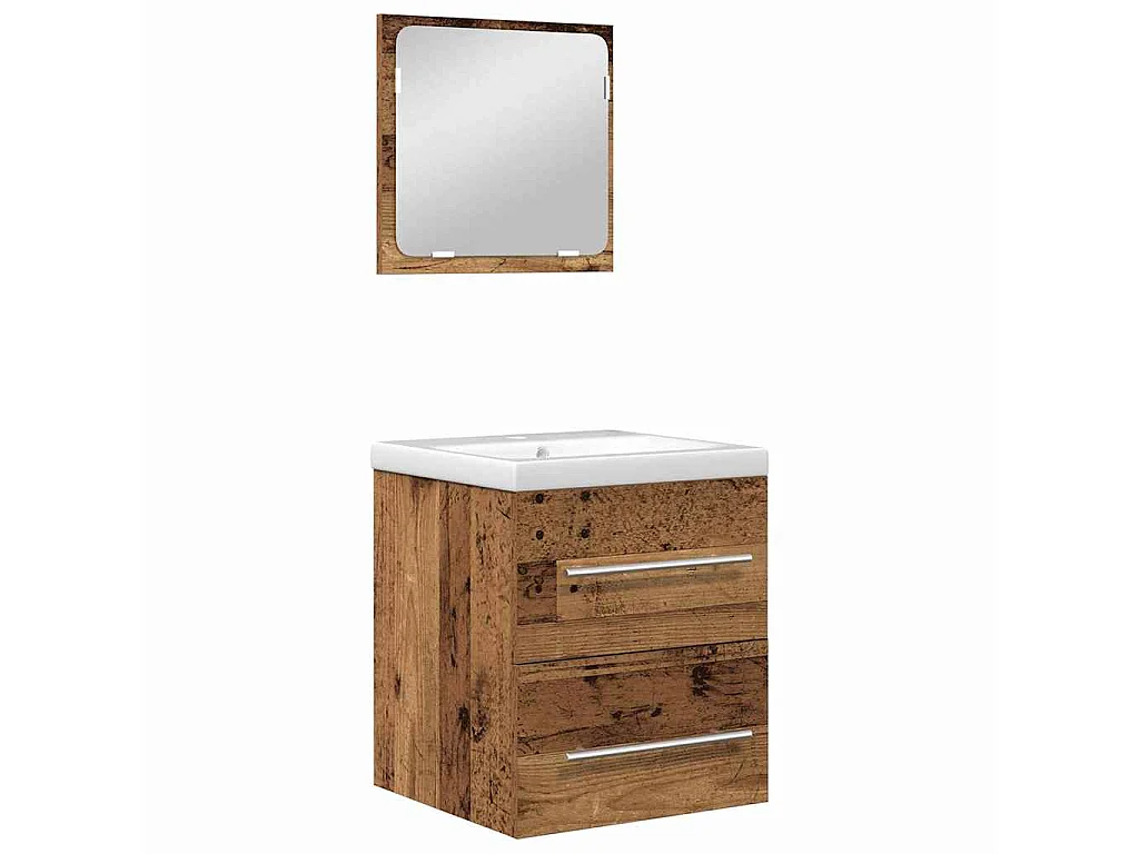 Ensemble de mobilier de salle de bain 2 pcs Bois ancien